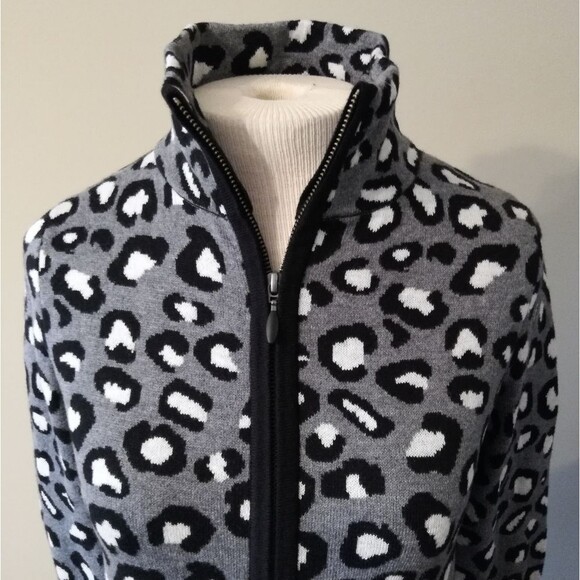 NWT Rachel Zoe Animal Print Leopard Zip down Cardigan Sweater - Picture 5 of 13